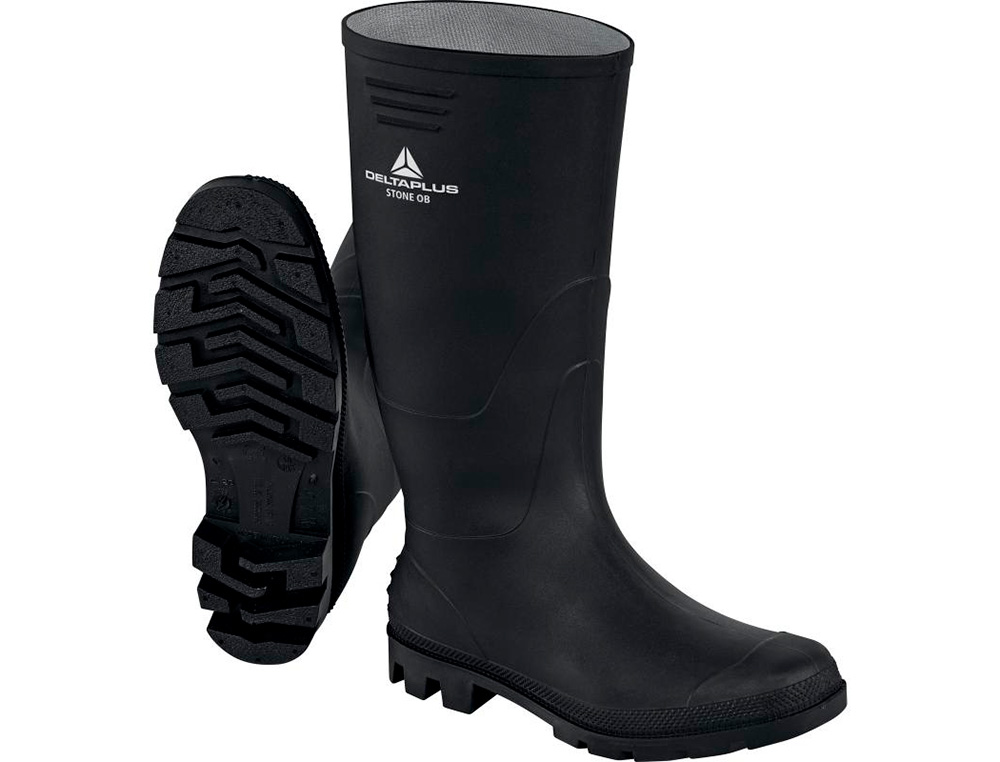 BOTAS DELTAPLUS DE SEGURIDAD STONE PVC NEGRO SUELA DE TACOS TALLA 45