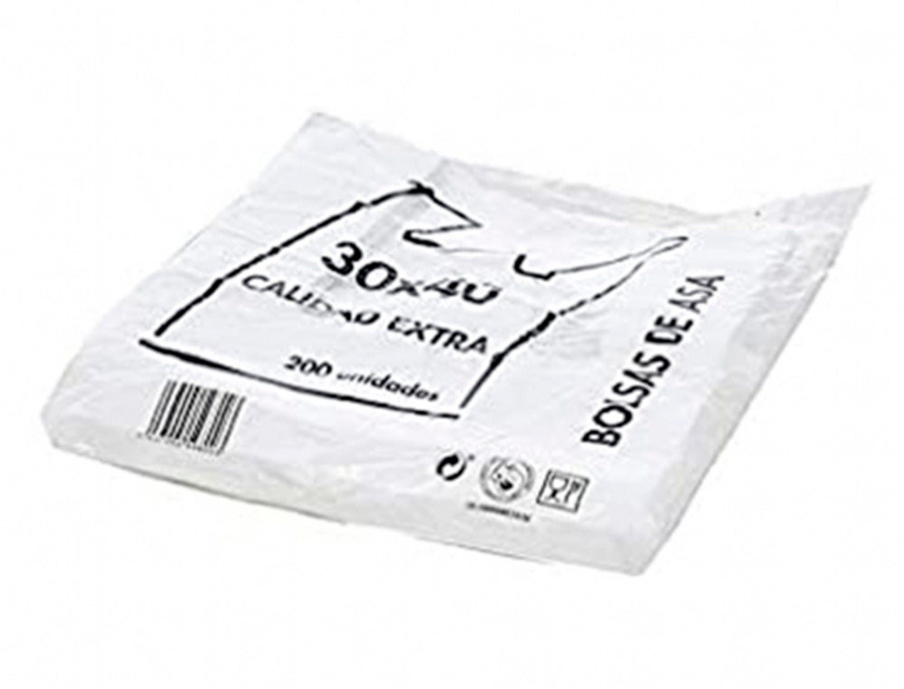BOLSA CAMISETA RECICLADA 70% BLANCA 50 MC 35X50 CM APTA LEGISLACION DE BOLSAS 2021