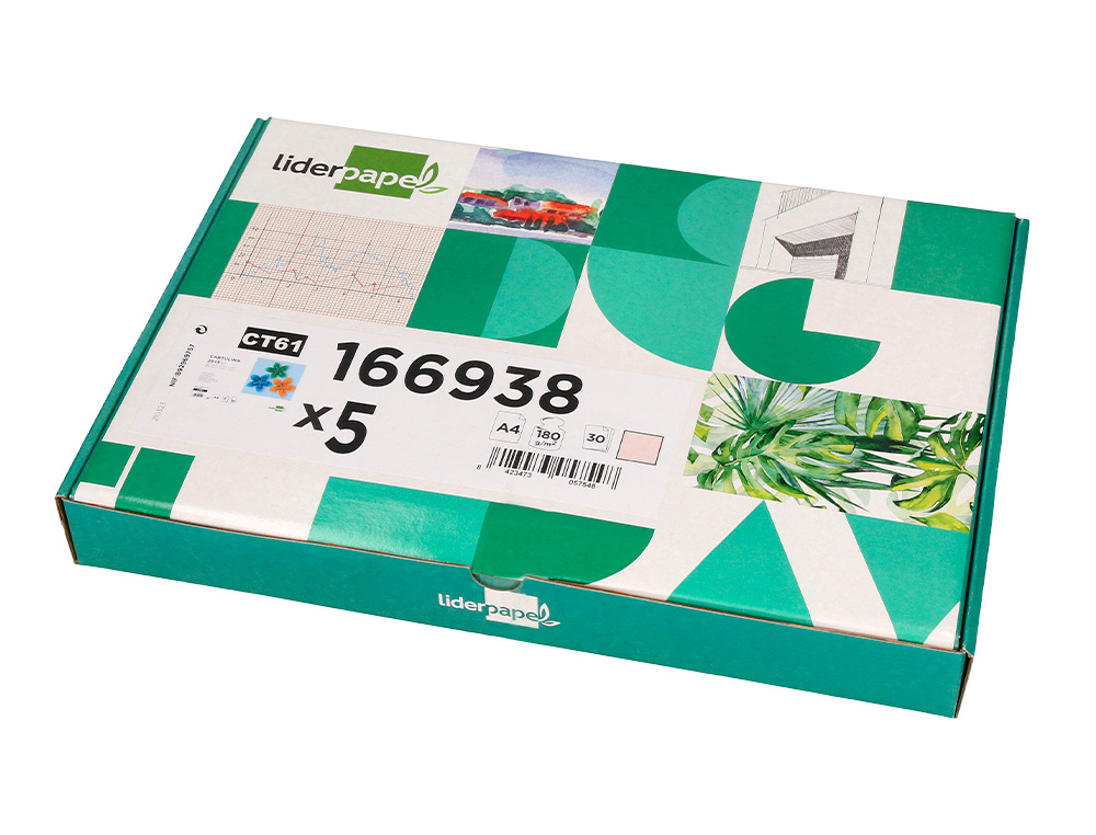 CARTULINA LIDERPAPEL A4 180G/M2 CREMA PAQUETE DE 25+5 HOJAS EN CARPETA DOSSIER TRANSPARENTE CON CIERRE VELCRO