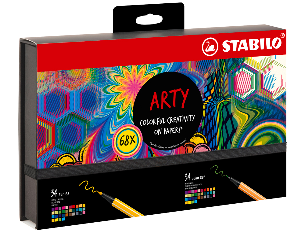 ROTULADOR STABILO ACUARELABLE PEN 68/88 ARTY LINE HERO ESTUCHE DE CARTON DE 68 UNIDADES SURTIDAS
