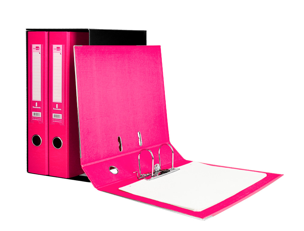 MODULO LIDERPAPEL 3 ARCHIVADORES FOLIO 2 ANILLAS MECANISMO DE PALANCA 52MM ROSA