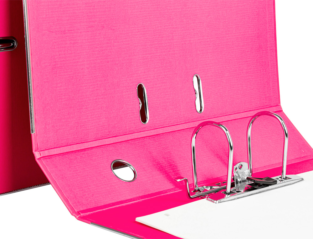MODULO LIDERPAPEL 3 ARCHIVADORES FOLIO 2 ANILLAS MECANISMO DE PALANCA 52MM ROSA