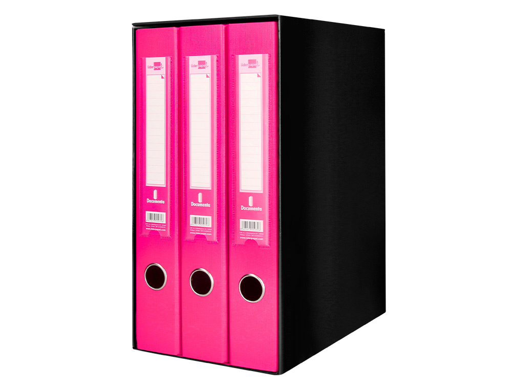 MODULO LIDERPAPEL 3 ARCHIVADORES FOLIO 2 ANILLAS MECANISMO DE PALANCA 52MM ROSA