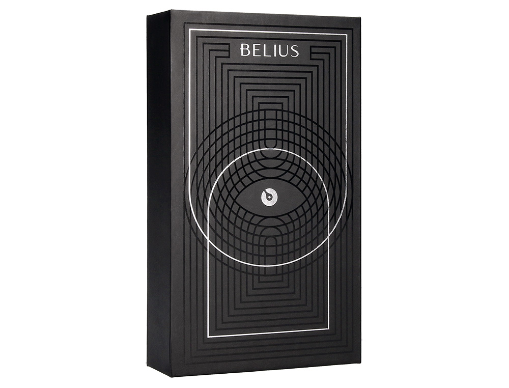 ROLLER Y ESTUCHE BELIUS TURBO ALUMINIO TEXTURA PUNTEADA NEGRO PLATEADO TINTA AZUL CAJA DE DISEÑO