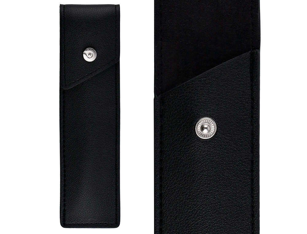 ROLLER Y ESTUCHE BELIUS TURBO ALUMINIO TEXTURA PUNTEADA NEGRO PLATEADO TINTA AZUL CAJA DE DISEÑO