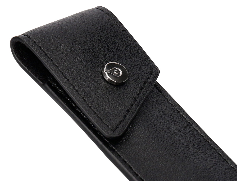 ROLLER Y ESTUCHE BELIUS TURBO ALUMINIO TEXTURA PUNTEADA NEGRO PLATEADO TINTA AZUL CAJA DE DISEÑO