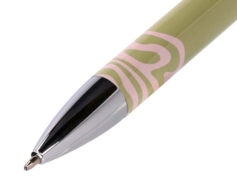 BOLIGRAFO BELIUS INK DREAMS ALUMINIO COLOR VERDE MATCHA Y ROSA PLATEADO FRASE INTERIOR TINTA AZUL CAJA DE DISEO