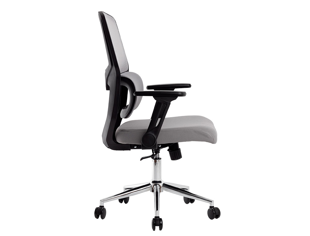 SILLA Q-CONNECT OFICINA LUCCA MALLA BASE METALICA ALT MAX 1090 ANC 700 PROF 650 RUEDAS PREMIUM COLOR NEGRO GRIS