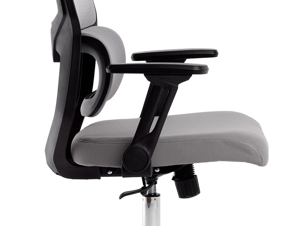 SILLA Q-CONNECT OFICINA LUCCA MALLA BASE METALICA ALT MAX 1090 ANC 700 PROF 650 RUEDAS PREMIUM COLOR NEGRO GRIS