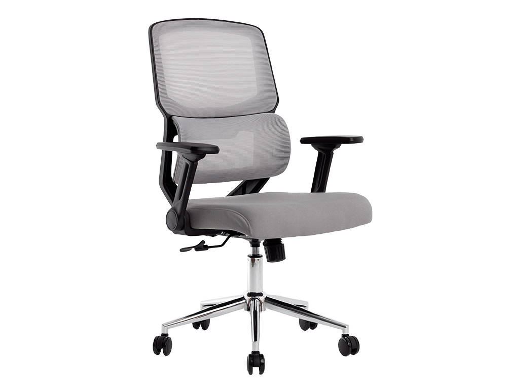 SILLA Q-CONNECT OFICINA LUCCA MALLA BASE METALICA ALT MAX 1090 ANC 700 PROF 650 RUEDAS PREMIUM COLOR NEGRO GRIS