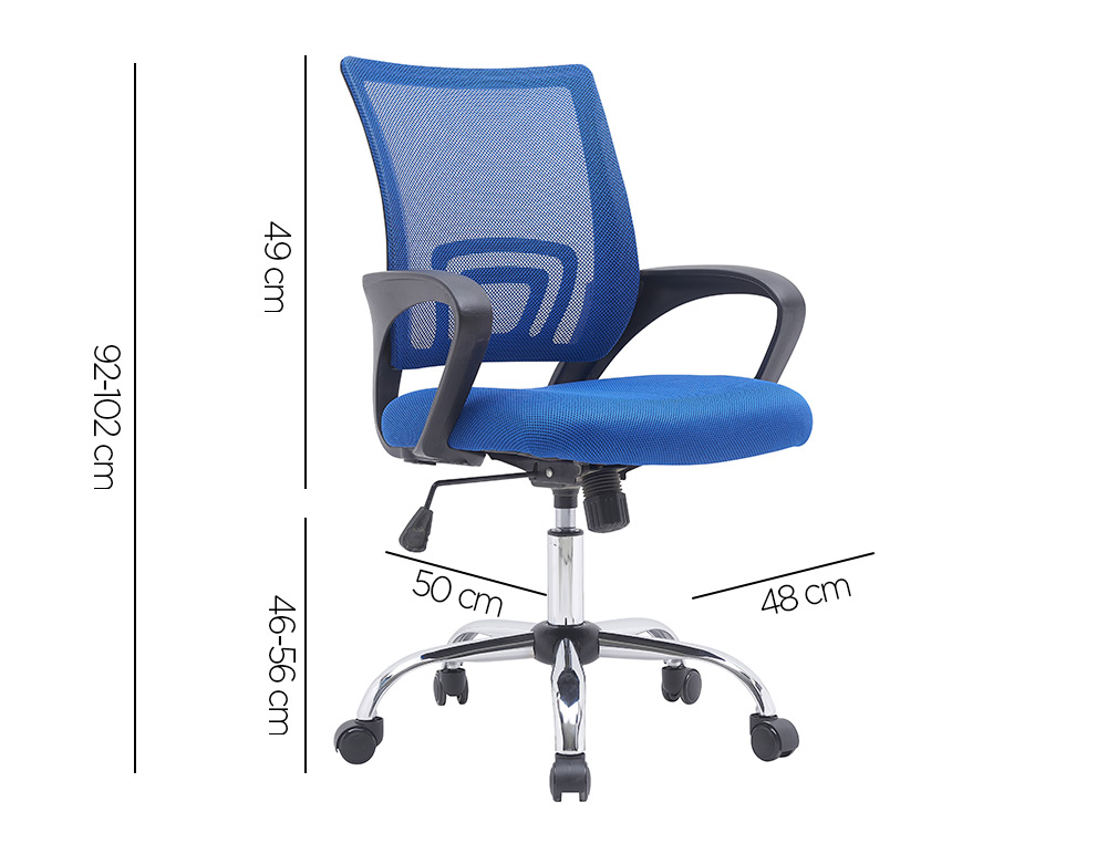 SILLA Q-CONNECT OFICINA SIENA MALLA BASE METALICA ALT MAX 1000 ANC 560 PROF 570 RUEDAS PREMIUM COLOR NEGRO AZUL