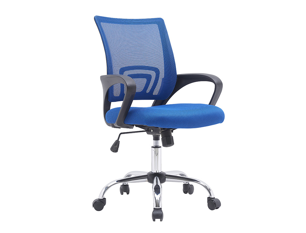 SILLA Q-CONNECT OFICINA SIENA MALLA BASE METALICA ALT MAX 1000 ANC 560 PROF 570 RUEDAS PREMIUM COLOR NEGRO AZUL