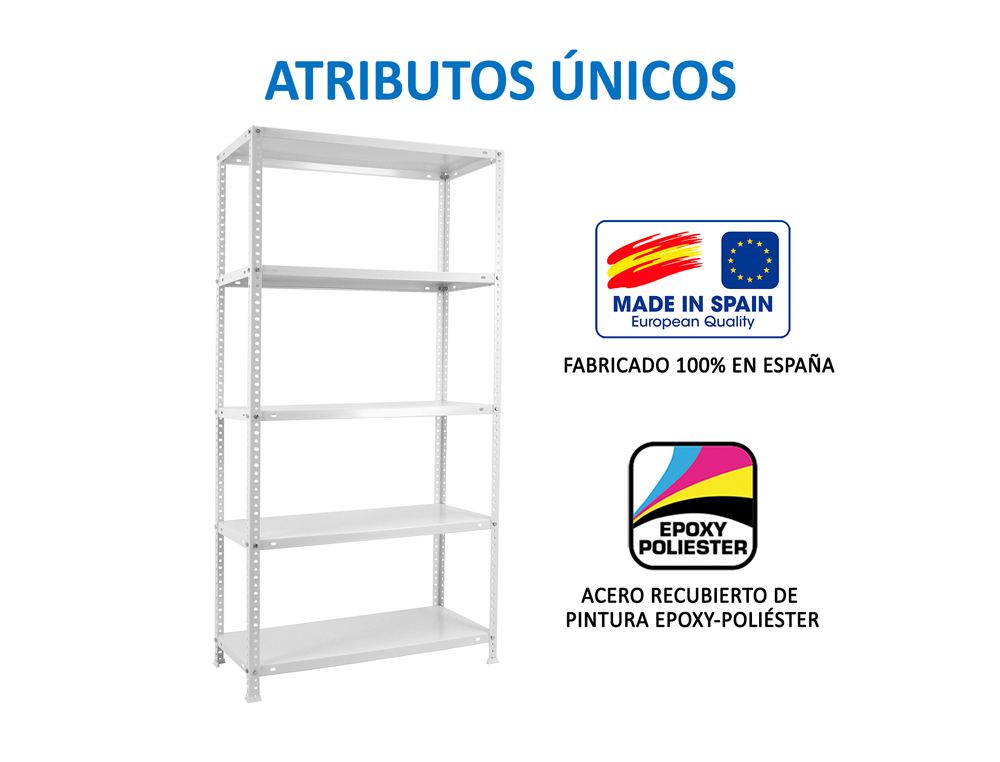 ESTANTERIA METALICA SIMONRACK KITS ADVANTAGE MINI 5/400 COLOR BLANCO 5 ESTANTES 75 KG POR ESTANTE 180X80X40 CM