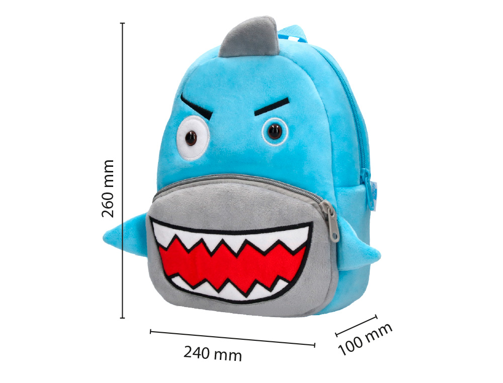 MOCHILA PREESCOLAR LIDERPAPEL PELUCHE INFANTIL TIBURON 260X100X240 MM
