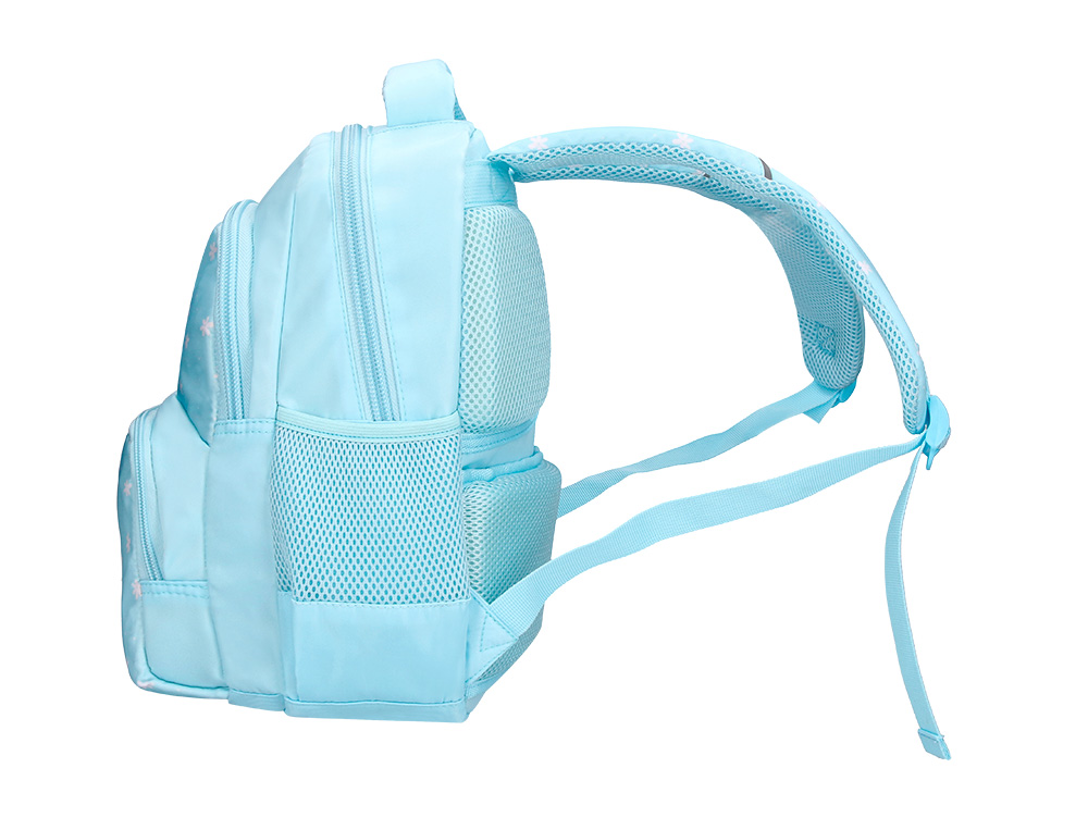 MOCHILA ESCOLAR LIDERPAPEL MULTIBOLSILLO INFANTIL AZUL FLOWERS 350X110X270 MM
