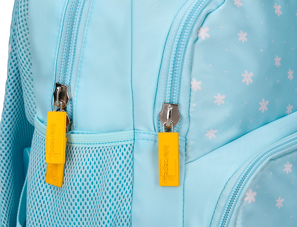 MOCHILA ESCOLAR LIDERPAPEL MULTIBOLSILLO INFANTIL AZUL FLOWERS 350X110X270 MM