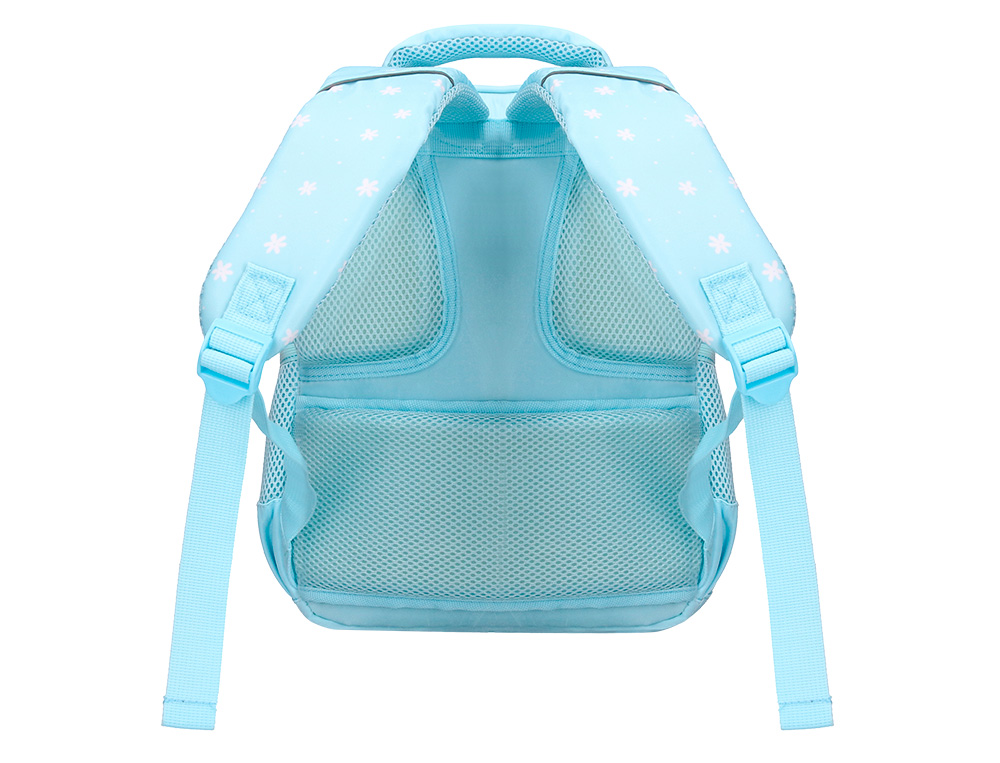 MOCHILA ESCOLAR LIDERPAPEL MULTIBOLSILLO INFANTIL AZUL FLOWERS 350X110X270 MM