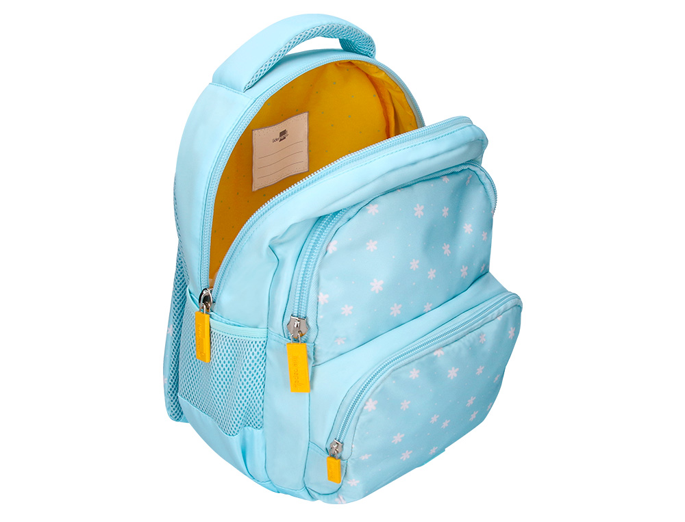 MOCHILA ESCOLAR LIDERPAPEL MULTIBOLSILLO INFANTIL AZUL FLOWERS 350X110X270 MM