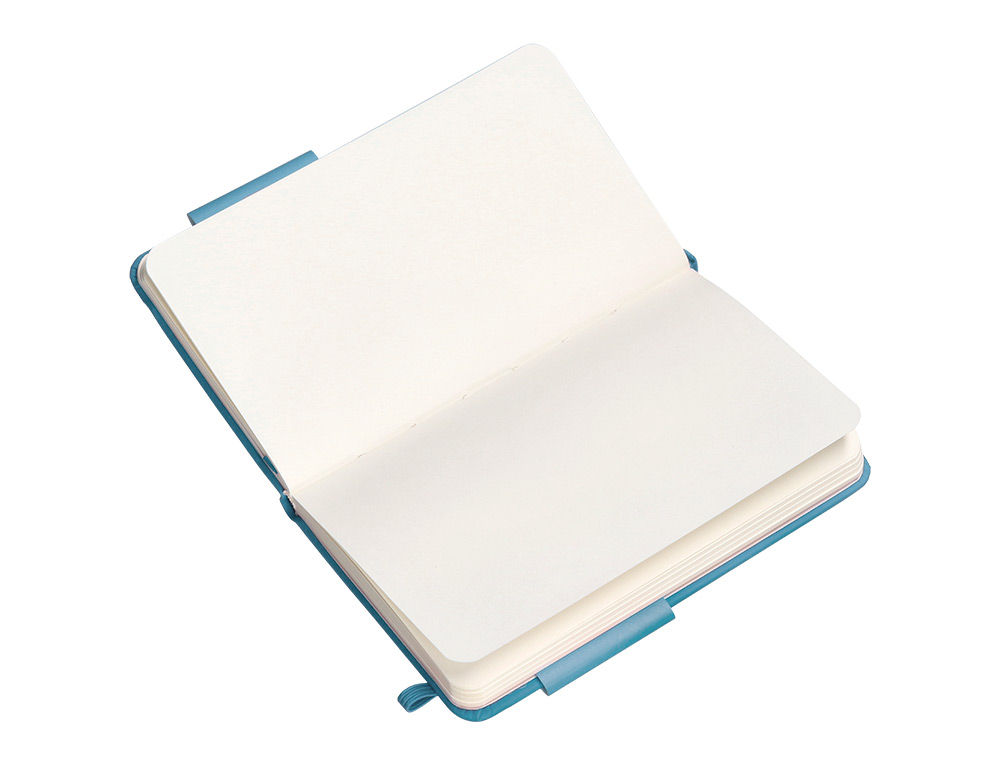 CUADERNO CON GOMILLA ANTARTIK NOTES TAPA DURA A6 HOJAS LISAS AZUL CLARO 100 HOJAS 80 GR FSC