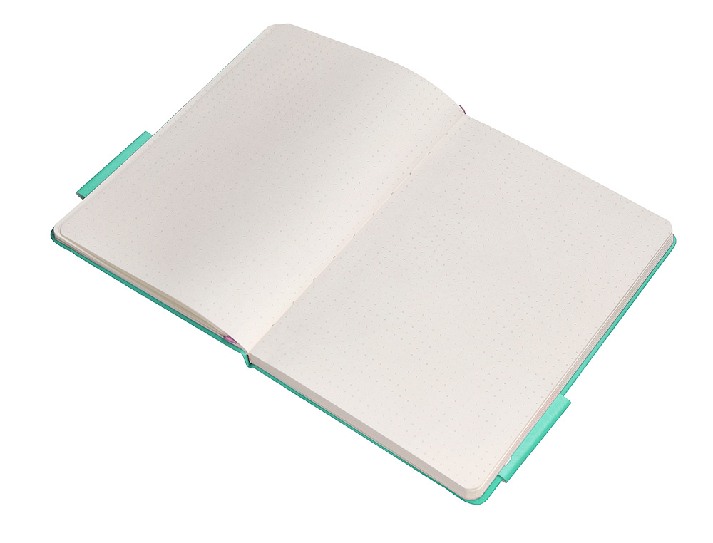 CUADERNO CON GOMILLA ANTARTIK NOTES TAPA DURA A5 HOJAS PUNTOS ROSA Y TURQUESA 100 HOJAS 80 GR FSC