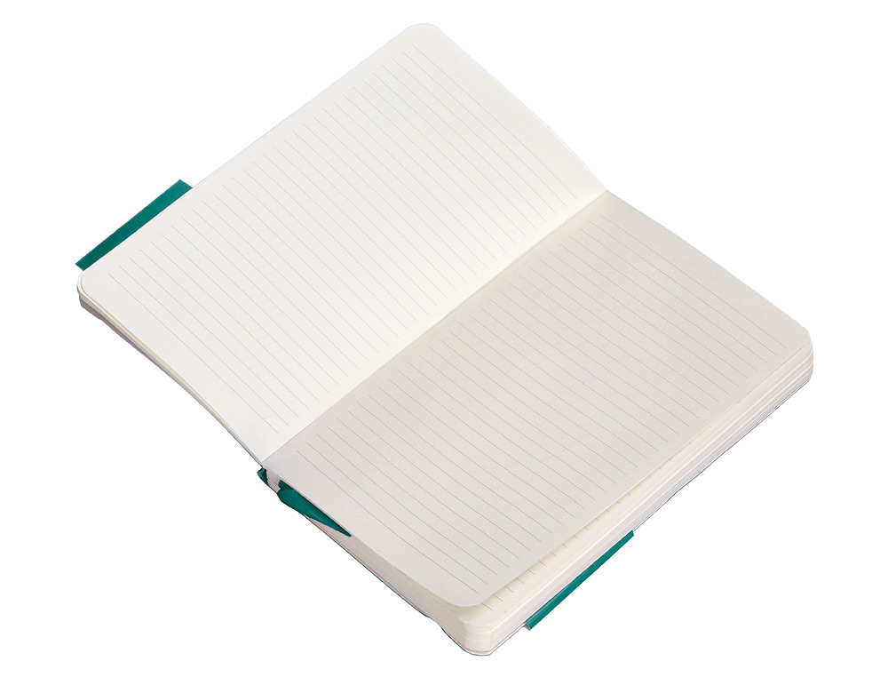 CUADERNO CON GOMILLA ANTARTIK NOTES TAPA BLANDA A6 RAYAS VERDE AGUAMARINA 100 HOJAS 80 GR FSC