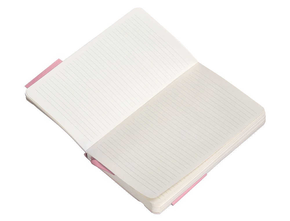 CUADERNO CON GOMILLA ANTARTIK NOTES TAPA BLANDA A6 RAYAS ROSA PASTEL 100 HOJAS 80 GR FSC