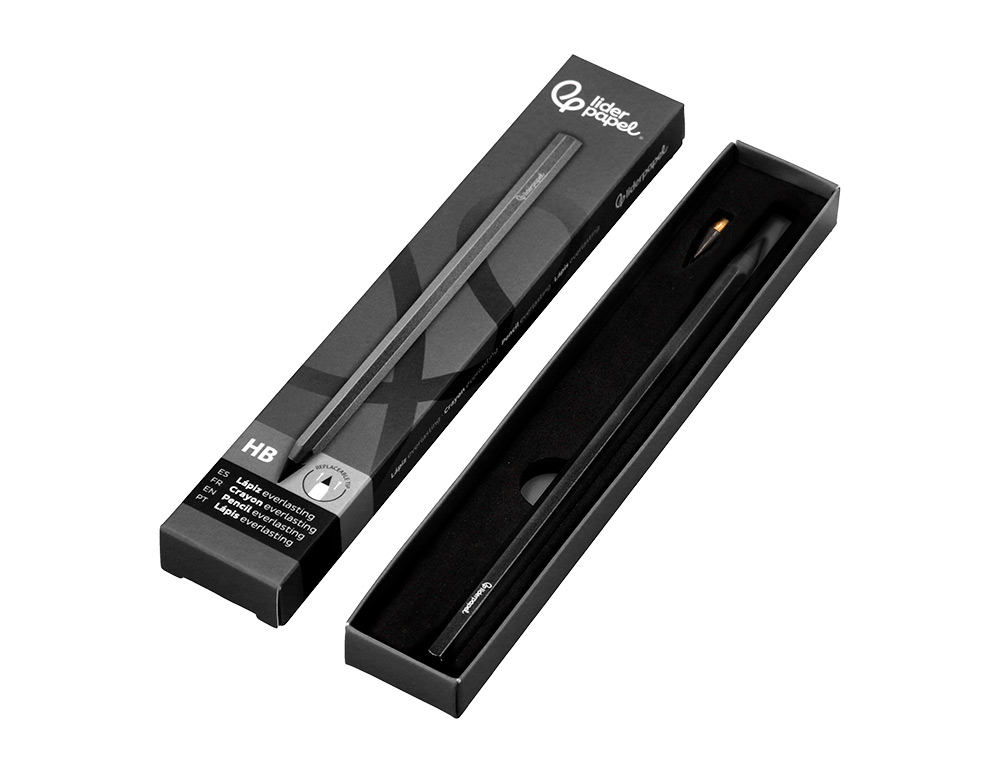 LAPIZ DE GRAFITO INFINITO LIDERPAPEL ALUMINIO HEXAGONAL NEGRO ULTRA RESISTENTE 1 PUNTA DE RECAMBIO