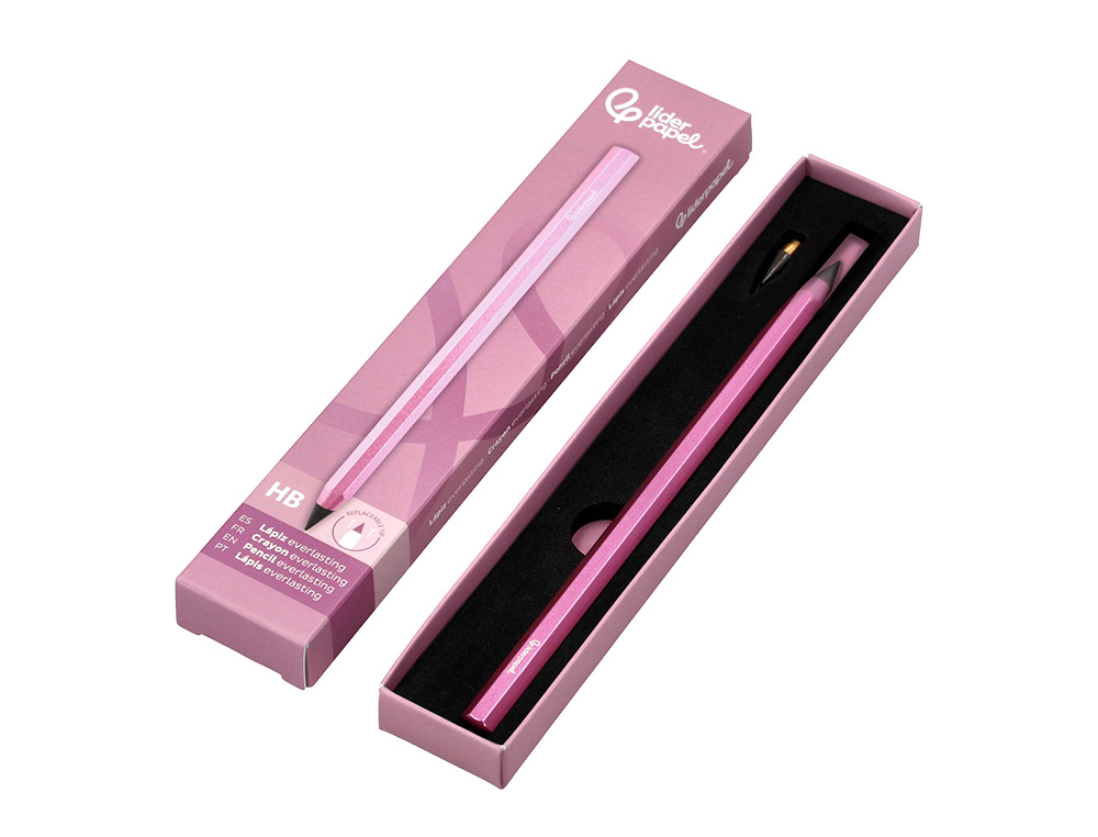 LAPIZ DE GRAFITO INFINITO LIDERPAPEL ALUMINIO HEXAGONAL ROSA ULTRA RESISTENTE 1 PUNTA DE RECAMBIO