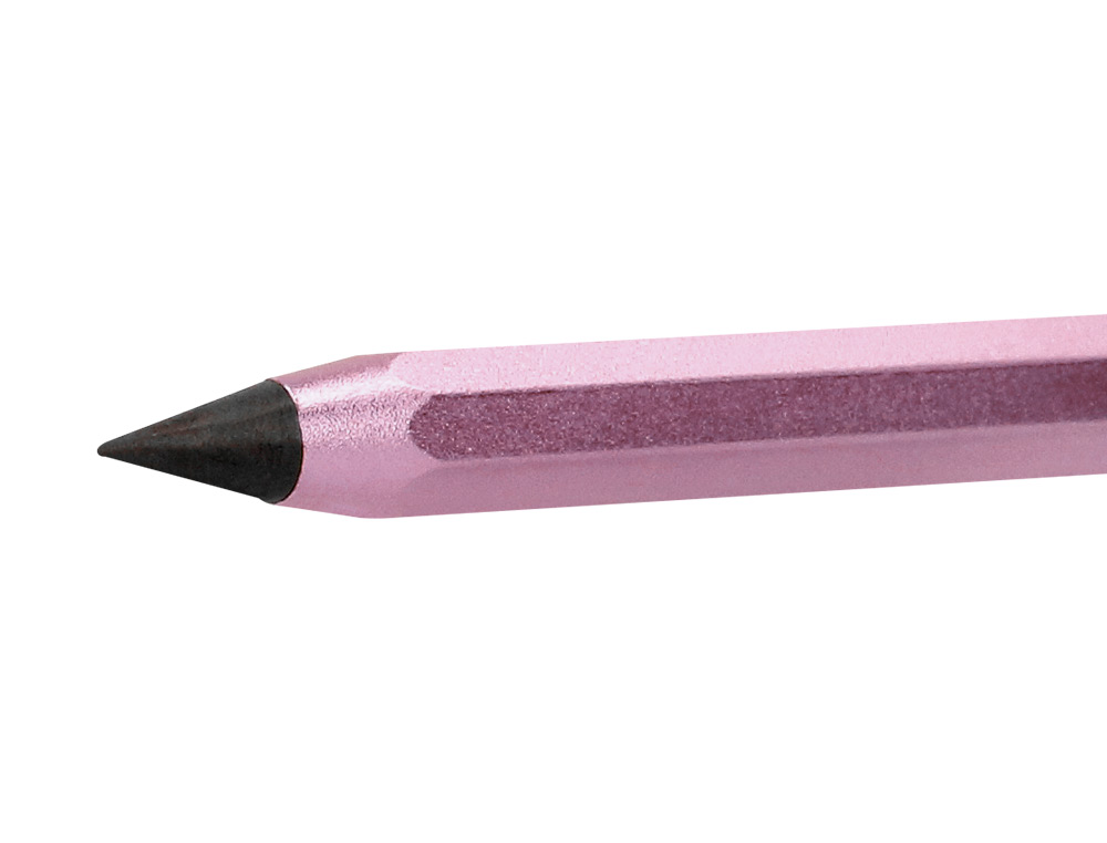 LAPIZ DE GRAFITO INFINITO LIDERPAPEL ALUMINIO HEXAGONAL ROSA ULTRA RESISTENTE 1 PUNTA DE RECAMBIO