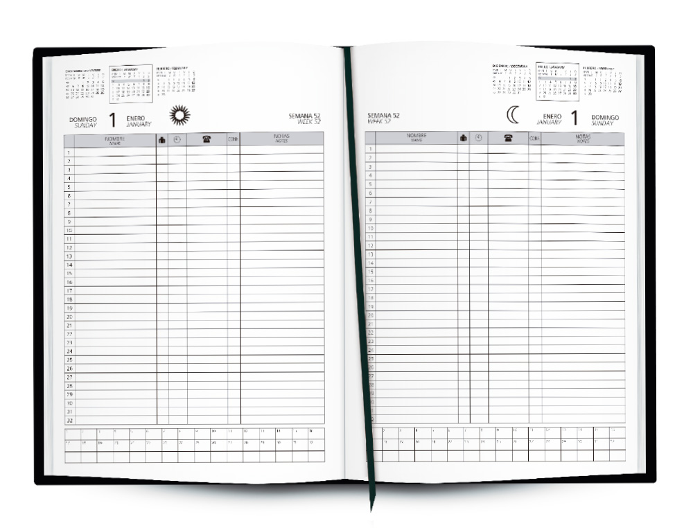 LIBRO DE RESERVAS LIDERPAPEL 2025 A4 DOS PAGINAS DIA 752 PAGINAS PAPEL BLANCO 70G