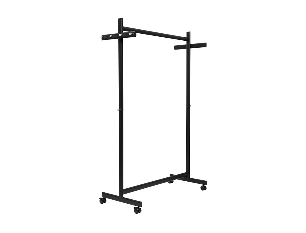 PERCHERO ROCADA MAULSAMBA 10 COLGADORES CABALLETE CON RUEDAS COLOR NEGRO 116X508X1725 MM