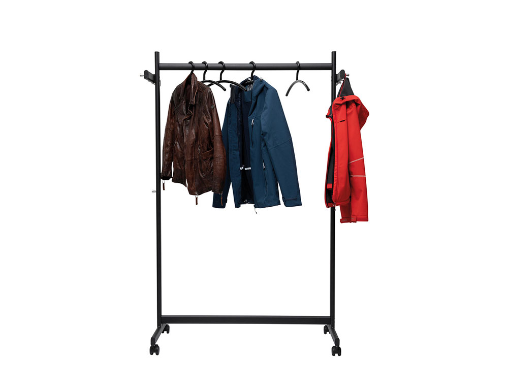 PERCHERO ROCADA MAULSAMBA 10 COLGADORES CABALLETE CON RUEDAS COLOR NEGRO 116X508X1725 MM