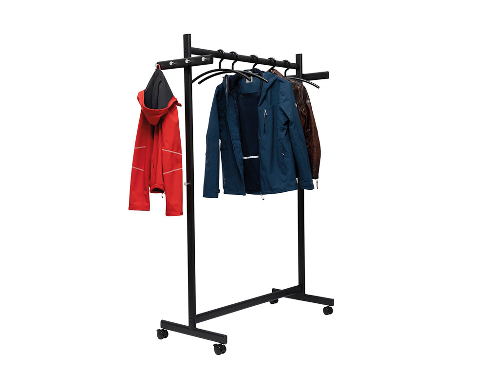 PERCHERO ROCADA MAULSAMBA 10 COLGADORES CABALLETE CON RUEDAS COLOR NEGRO 116X508X1725 MM
