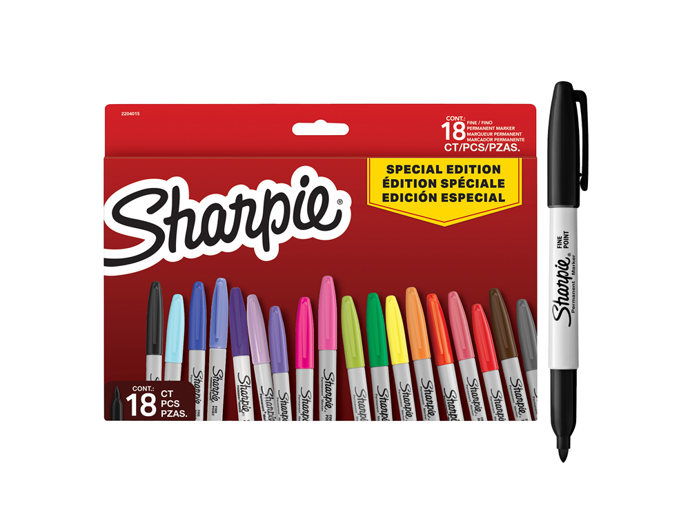 ROTULADOR SHARPIE PERMANENTE FINO PACK VUELTA AL COLE PEZ BLISTER DE 18 UNIDADES COLORES SURTIDOS