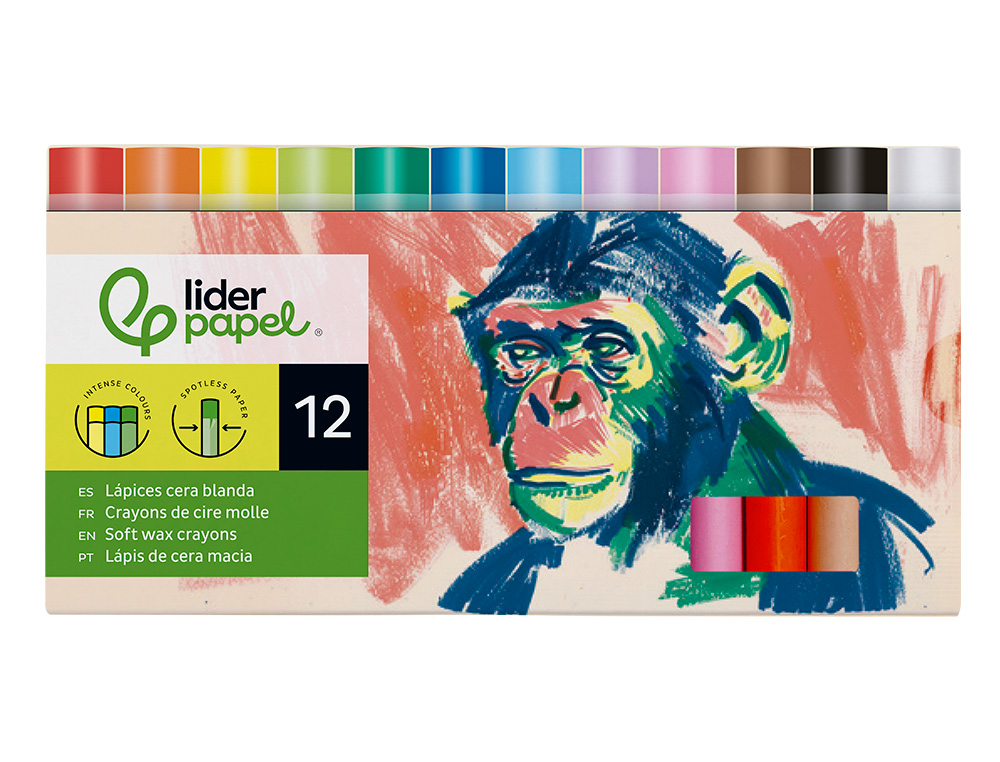 LAPICES CERA BLANDA LIDERPAPEL REDONDA CAJA DE 12 UNIDADES COLORES SURTIDOS