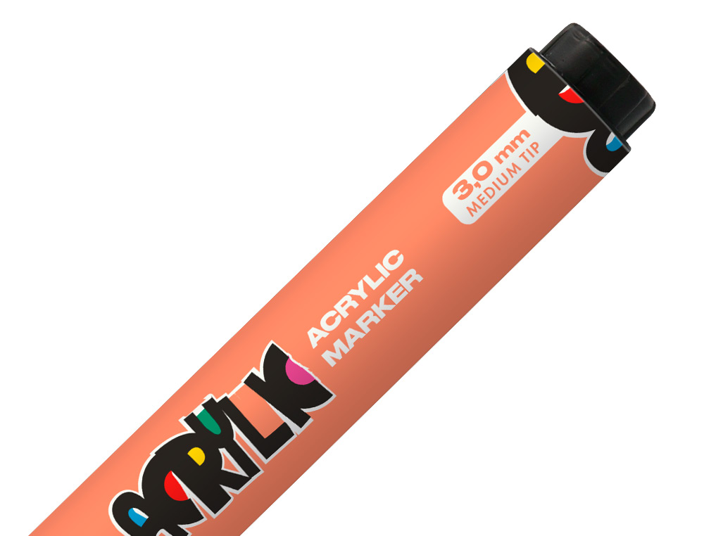 ROTULADOR LIDERPAPEL ACRYLIC BASE AGUA TODO TIPO DE SUPERFICIE PUNTA REDONDA 3 MM NARANJA