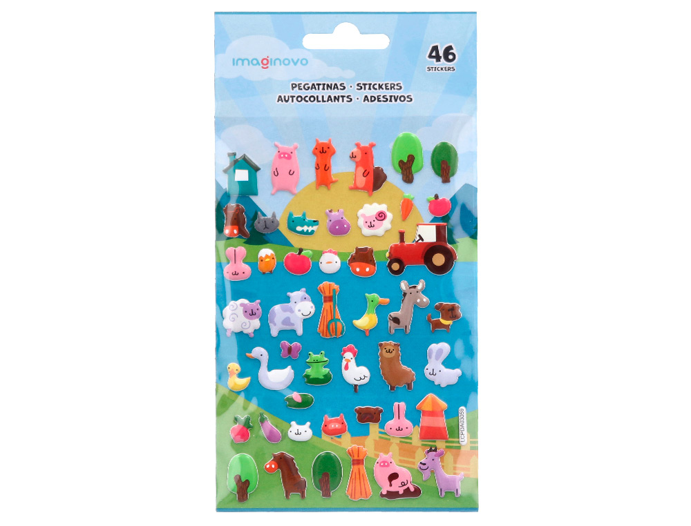 PEGATINAS IMAGINOVO CUTE ANIMALES GRANJA CON RELIEVE 190X105 MM EN BLISTER