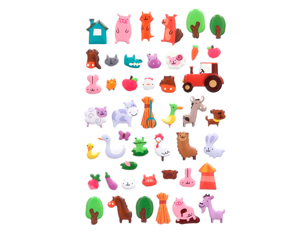 PEGATINAS IMAGINOVO CUTE ANIMALES GRANJA CON RELIEVE 190X105 MM EN BLISTER