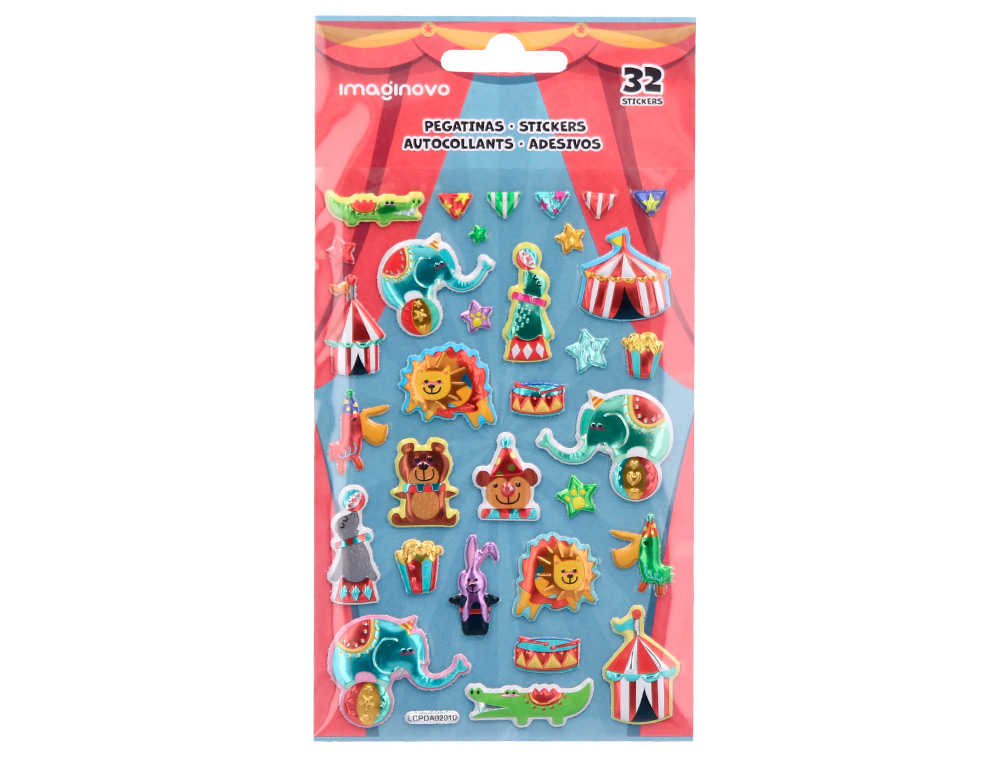 PEGATINAS IMAGINOVO KIDS CIRCO GOMA EVA 190X105 MM EN BLISTER