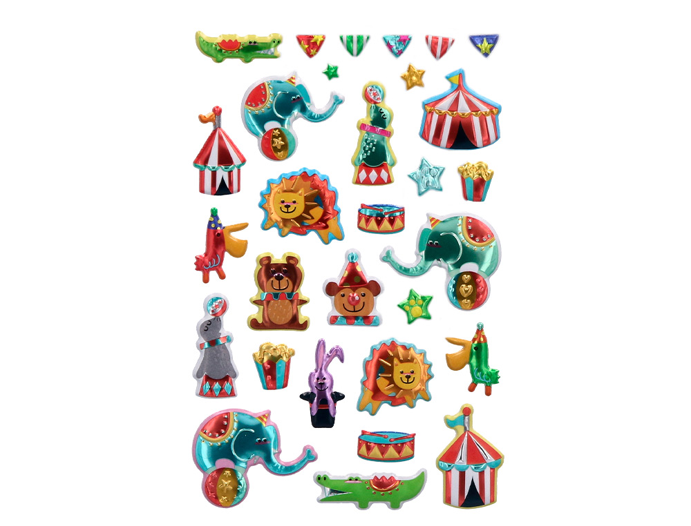 PEGATINAS IMAGINOVO KIDS CIRCO GOMA EVA 190X105 MM EN BLISTER
