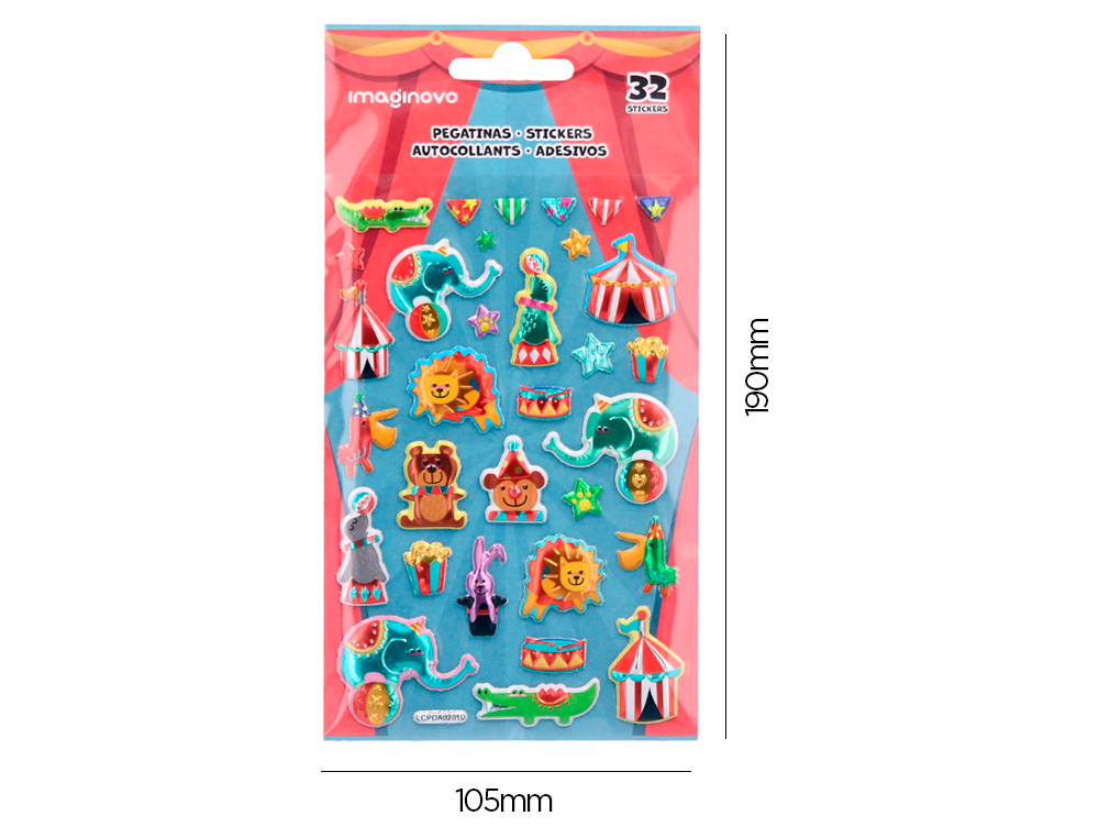 PEGATINAS IMAGINOVO KIDS CIRCO GOMA EVA 190X105 MM EN BLISTER