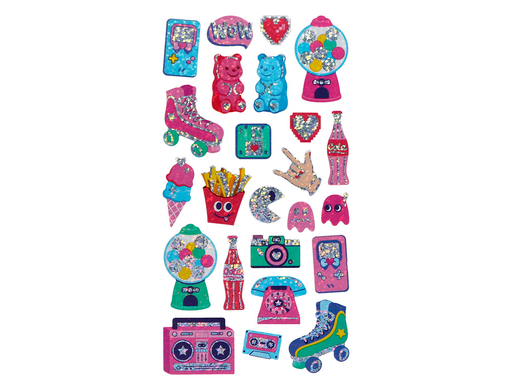 PEGATINAS IMAGINOVO DISEÑOS SURTIDOS HOBBIES CON BRILLO 214X100 MM EN BLISTER