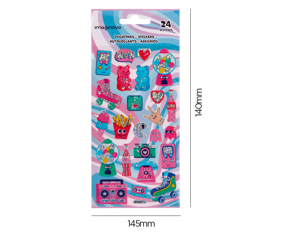 PEGATINAS IMAGINOVO DISEÑOS SURTIDOS HOBBIES CON BRILLO 214X100 MM EN BLISTER