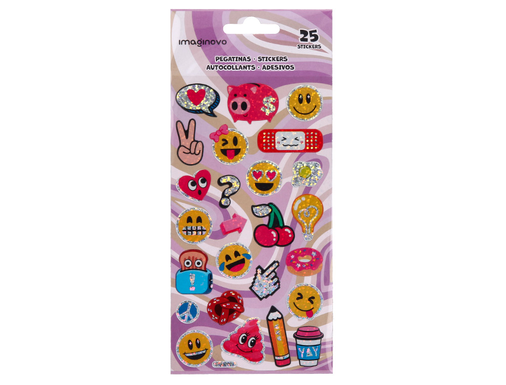 PEGATINAS IMAGINOVO DISEÑOS SURTIDOS SMILEY CON BRILLO 214X100 MM EN BLISTER