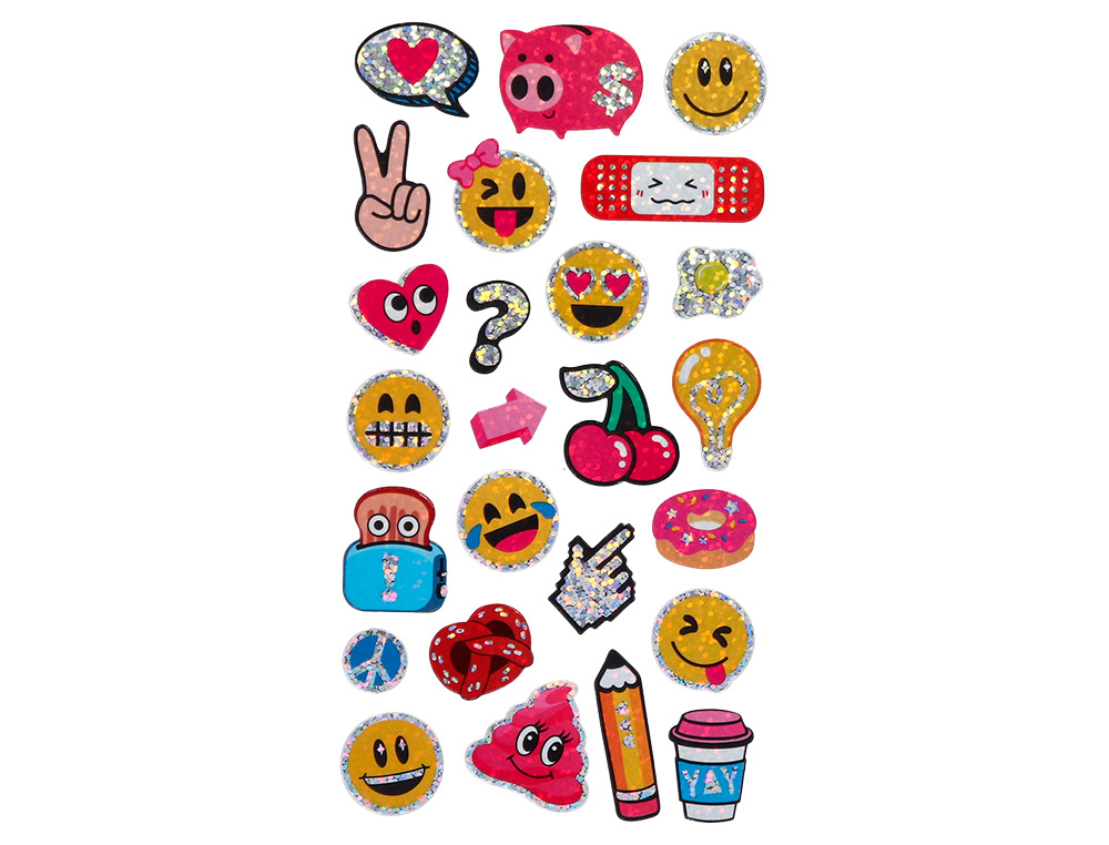 PEGATINAS IMAGINOVO DISEÑOS SURTIDOS SMILEY CON BRILLO 214X100 MM EN BLISTER