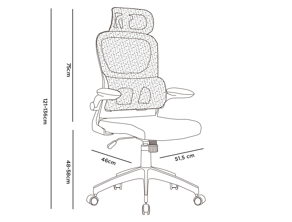 SILLA Q-CONNECT DIRECCION SORRENTO MALLA BASE METALICA ALT MAX 1320 ANC 650 PROF 600 MM RUEDAS PREMIUM NEGRO