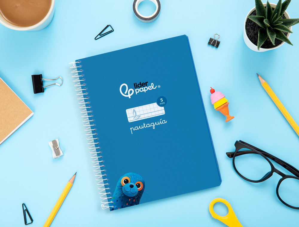 CUADERNO ESPIRAL LIDERPAPEL DIN A5 PAUTAGUIA TAPA BLANDA 40H 75 GR CUADRO PAUTADO 5MM COLOR AZUL