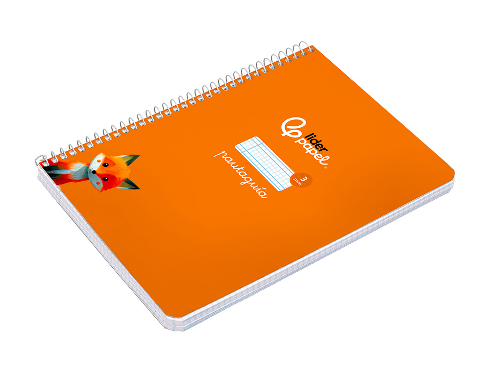 CUADERNO ESPIRAL LIDERPAPEL A5 PAUTAGUIA TAPA DURA 80H 90 GR CUADRO PAUTADO 3MM COLOR NARANJA