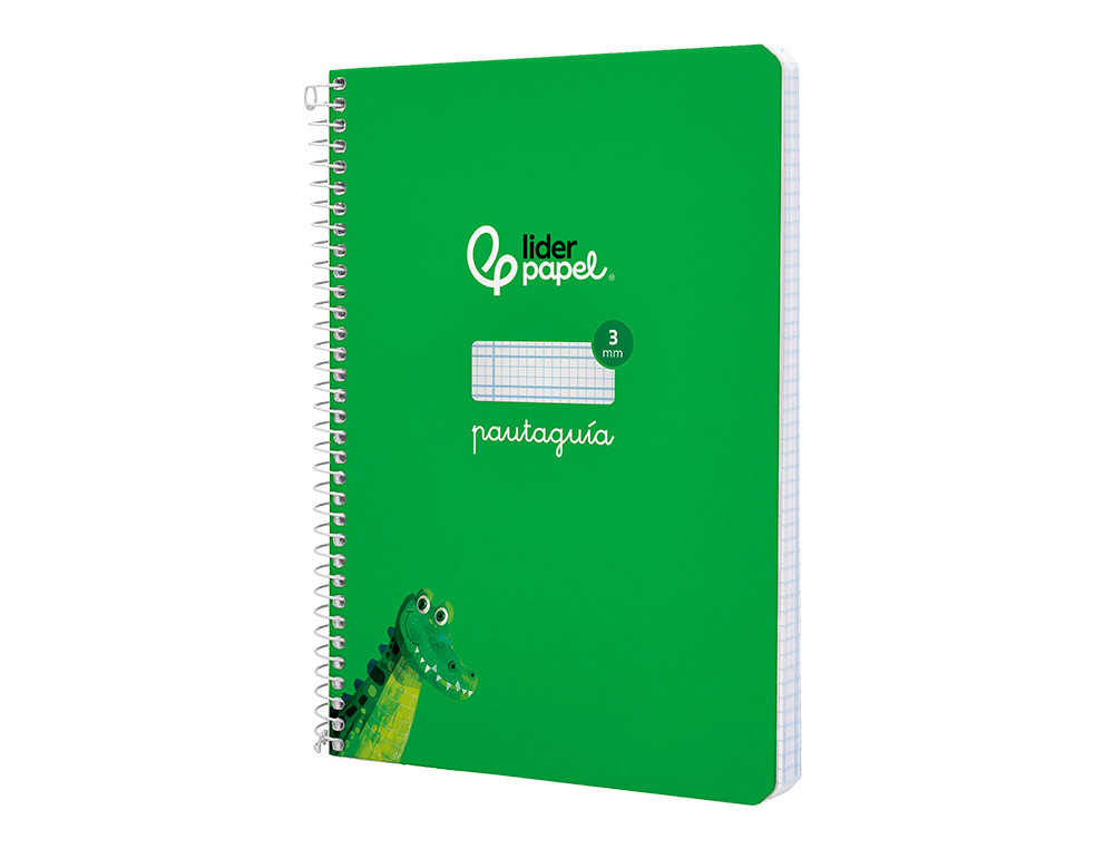 CUADERNO ESPIRAL LIDERPAPEL A5 PAUTAGUIA TAPA DURA 80H 90 GR CUADRO PAUTADO 3MM COLOR VERDE