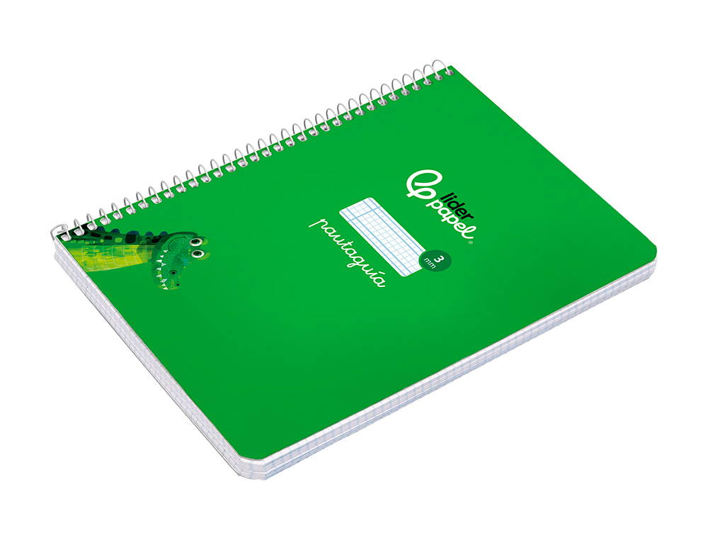 CUADERNO ESPIRAL LIDERPAPEL A5 PAUTAGUIA TAPA DURA 80H 90 GR CUADRO PAUTADO 3MM COLOR VERDE